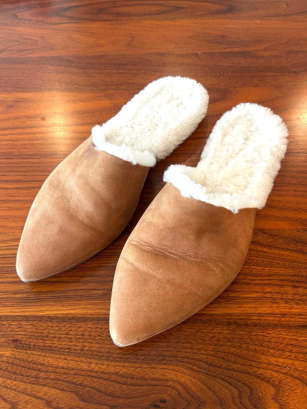 Jenni Kayne Shearling Lined Suede Pointed Mules